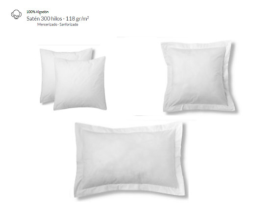 Estelia - Funda de cojín Estelia Combi 300 Hilos 100% Algodón color Blanco