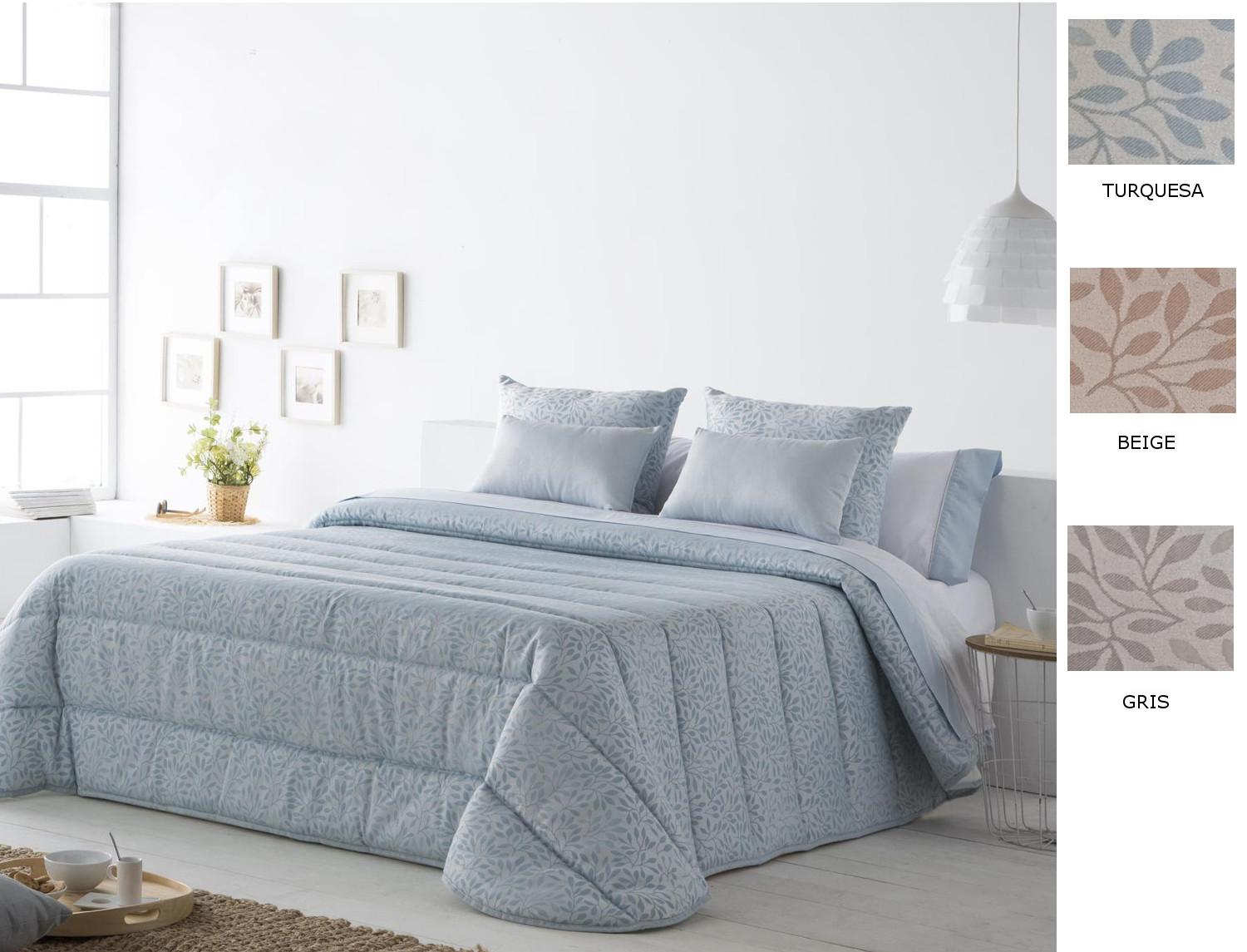 JVR Edredón Conforter Nórdico Ferrara  color Beige, Gris o Turquesa