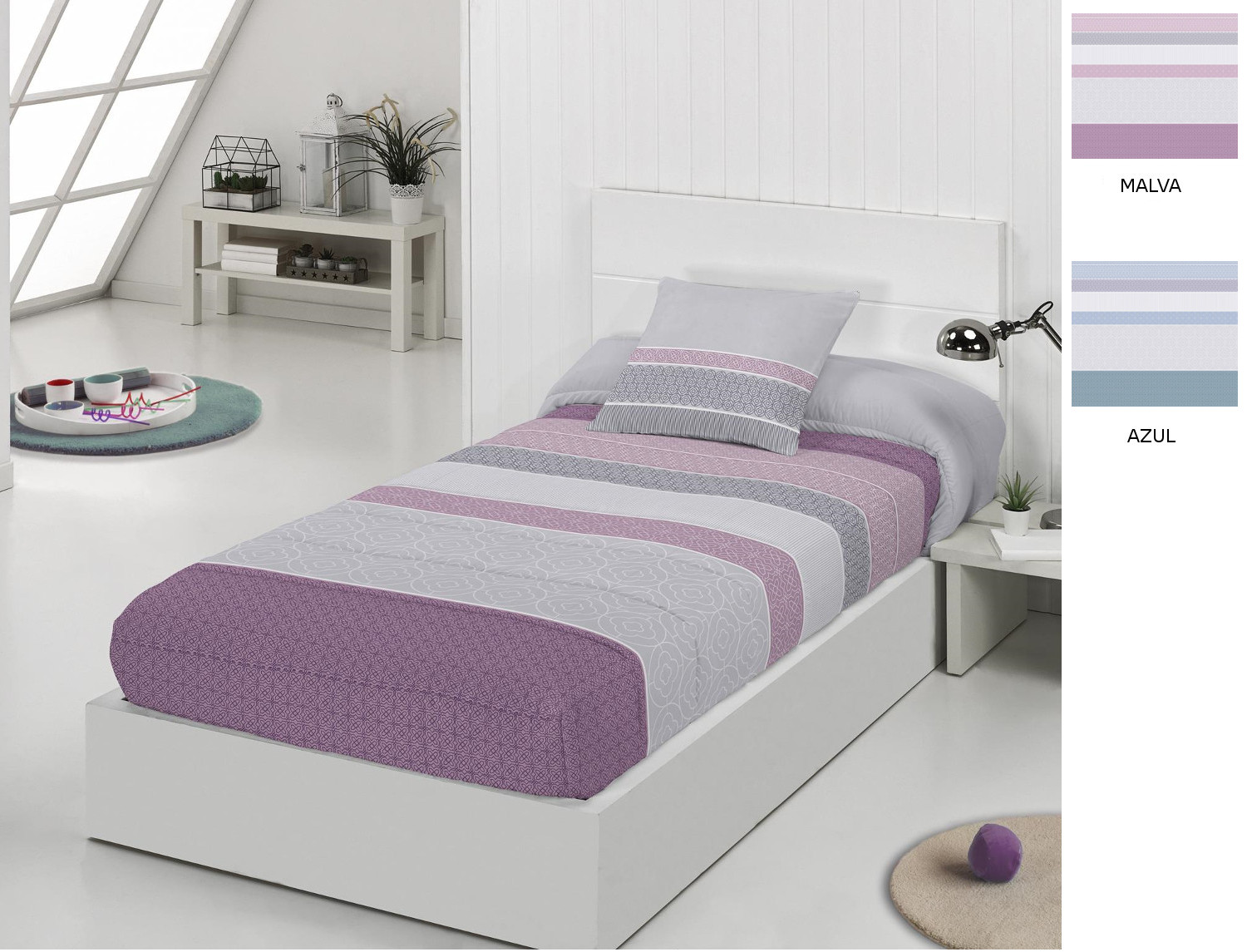 JVR Edredón ajustable Coral color Azul o Malva