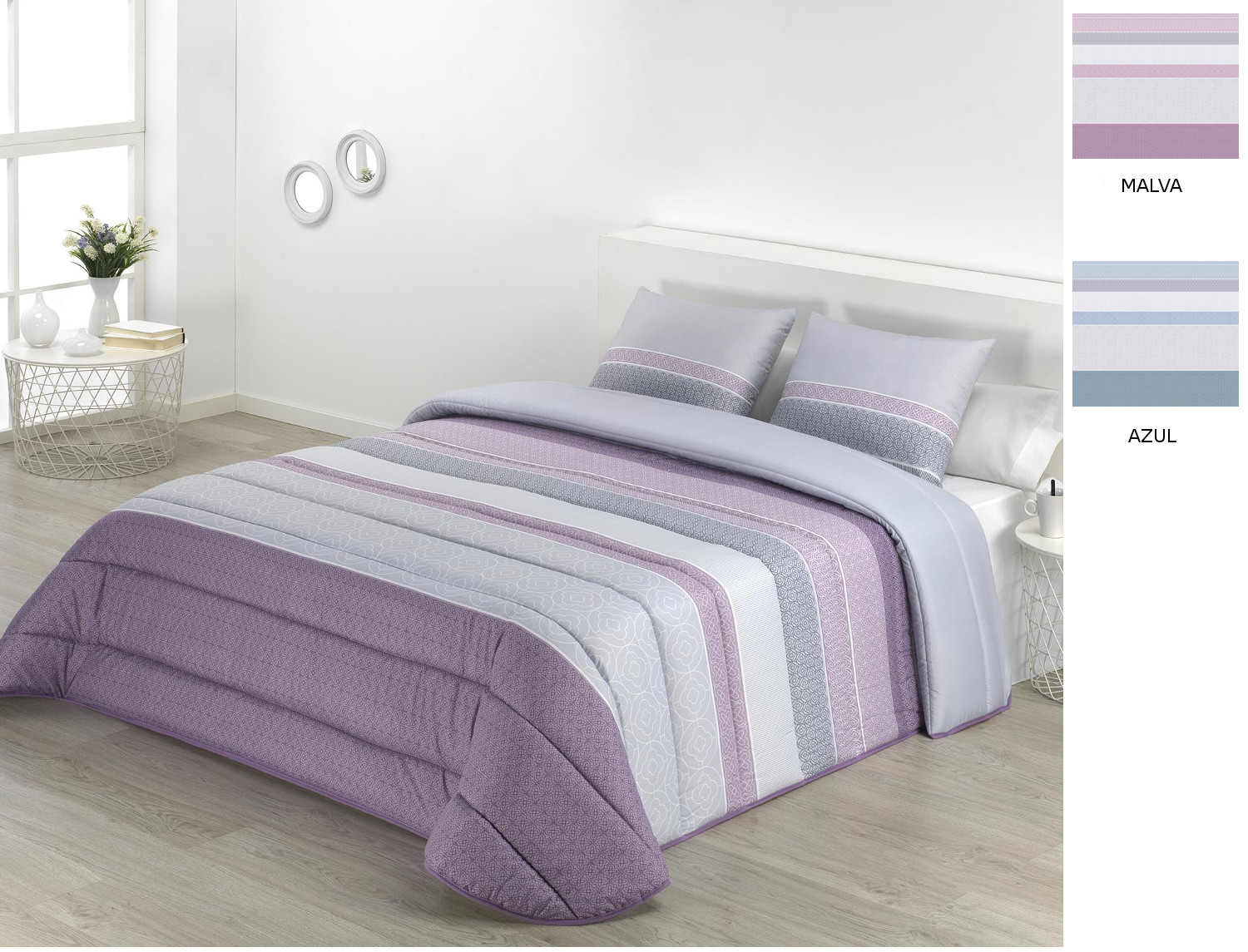 JVR Edredón Conforter Nórdico Coral color Azul o Malva