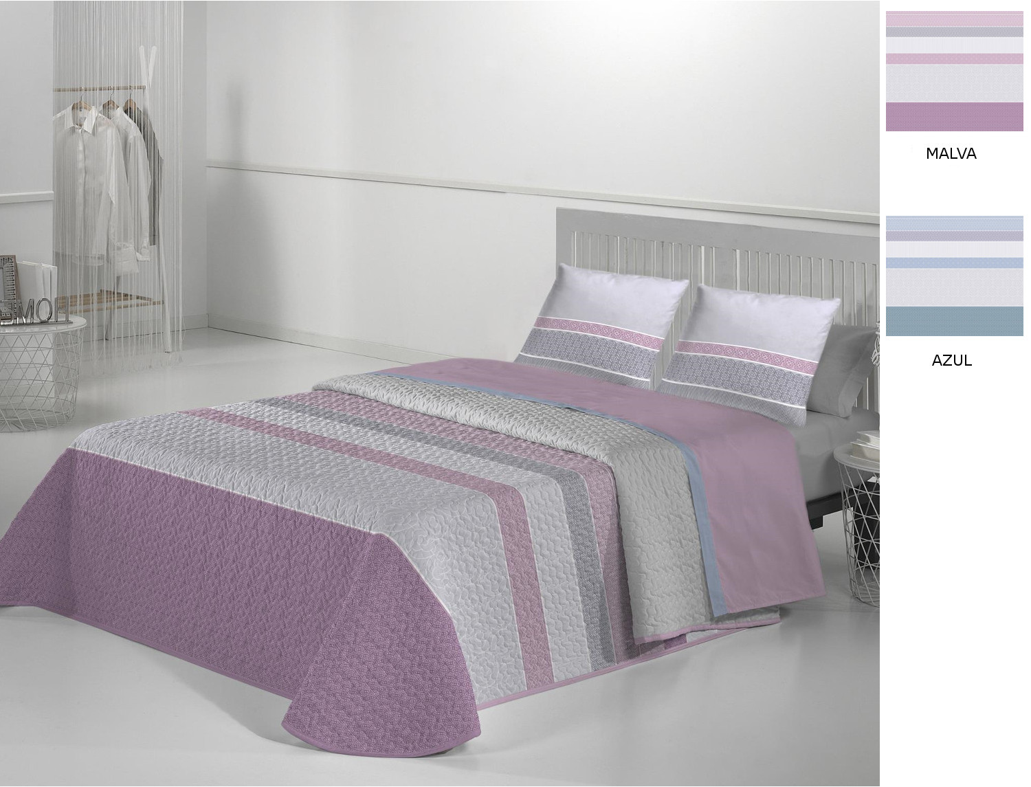 JVR Colcha Bouti Coral color Azul o Malva