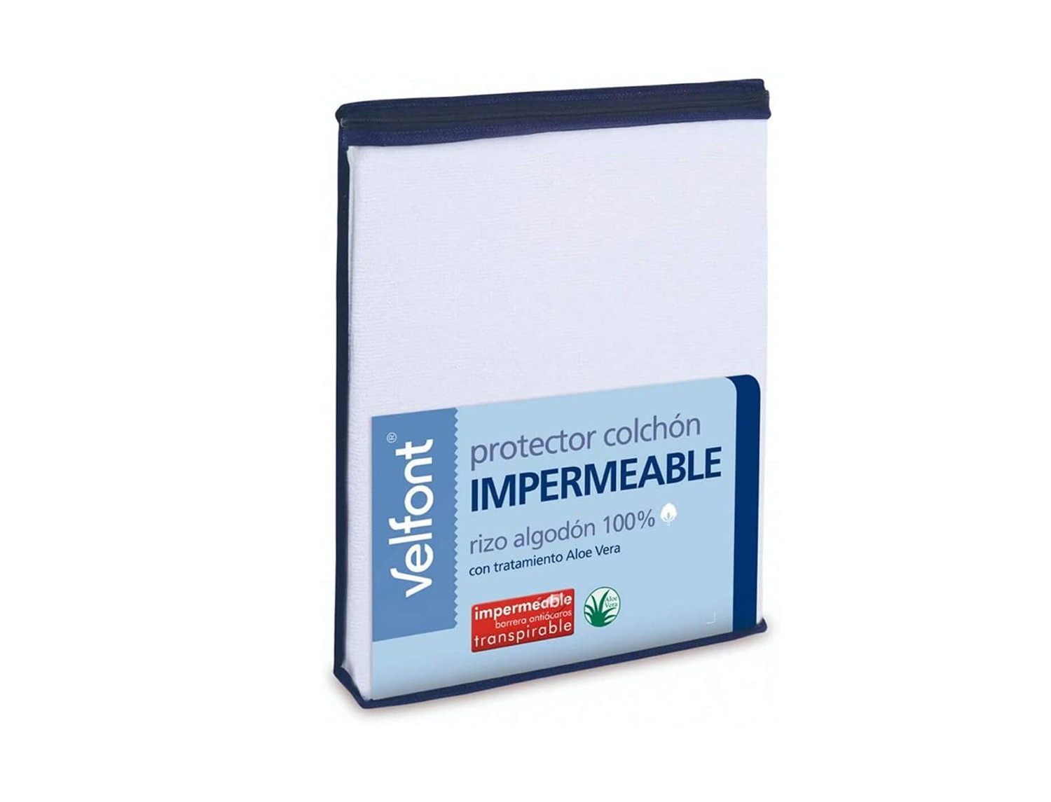 Velfont Protector de colchón rizo impermeable Aloe Vera