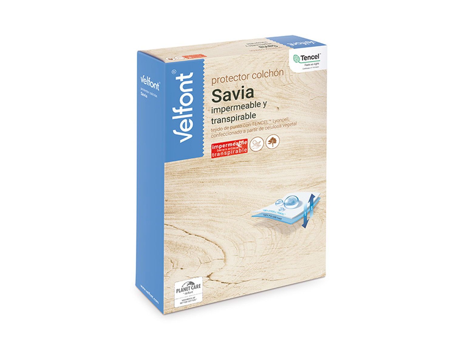 Velfont Protector de colchón impermeable Savia Tencel
