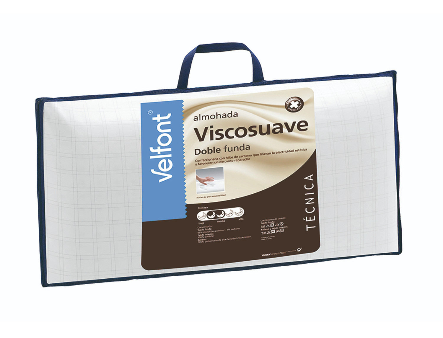 Velfont Almohada Viscosuave doble funda. Firmeza Media - Baja