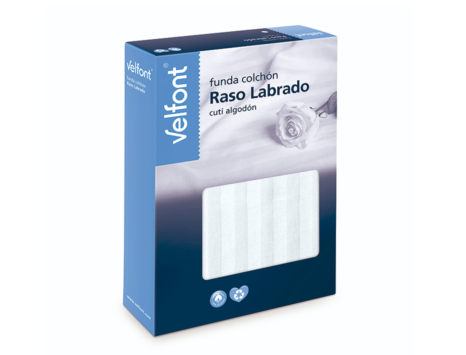 Velfont Funda de colchón 100% algodón raso labrado largo 200