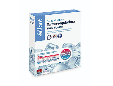 Velfont - Funda de almohada 100% algodón Termo-regulador