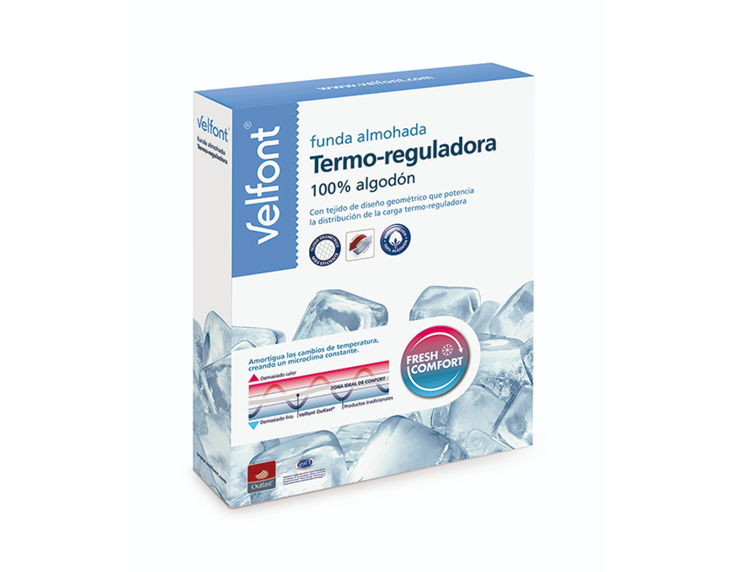 Velfont Funda de almohada 100% algodón Termo-regulador