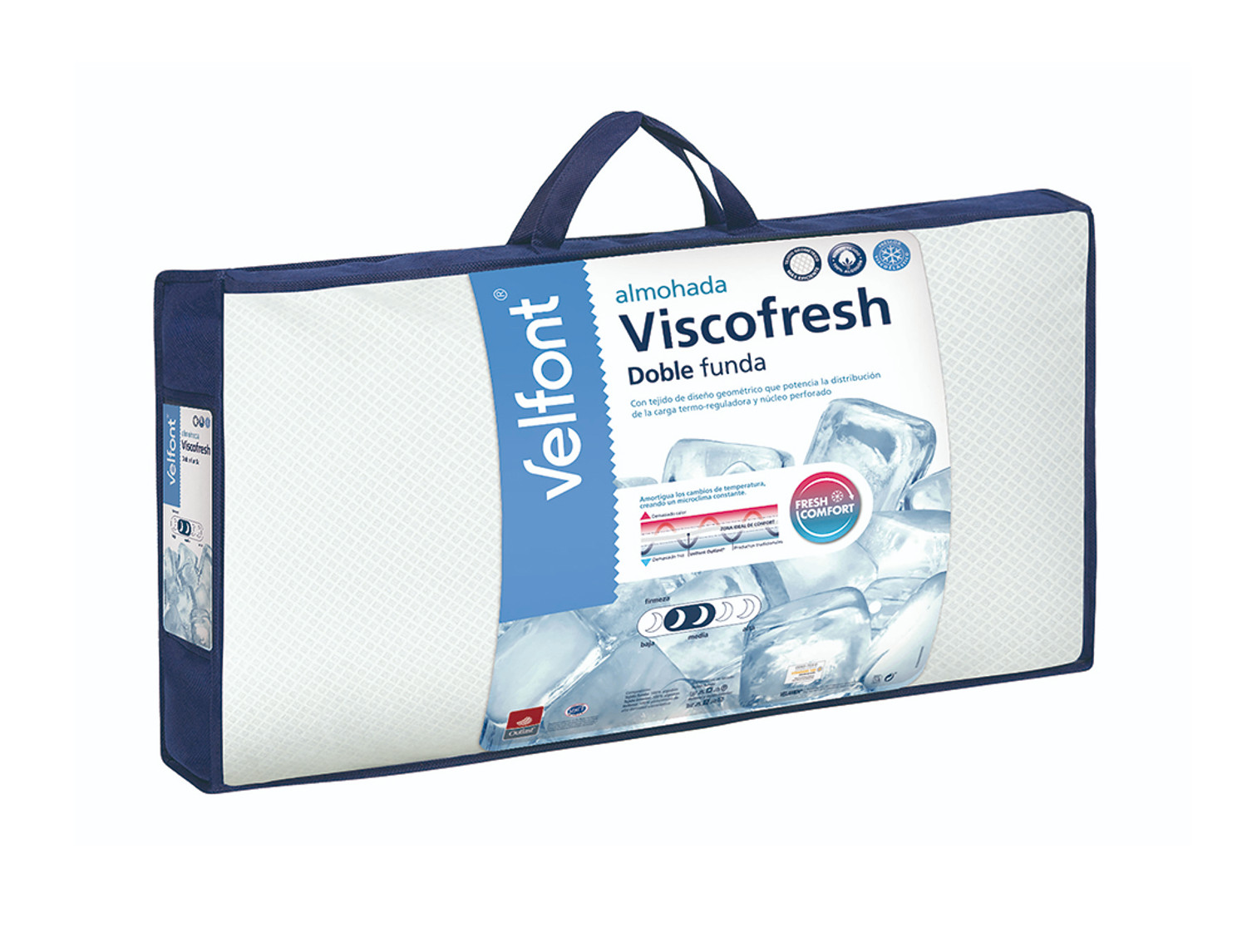 Velfont Almohada Termo-reguladora Viscofresh doble funda. Firmeza Media - Baja