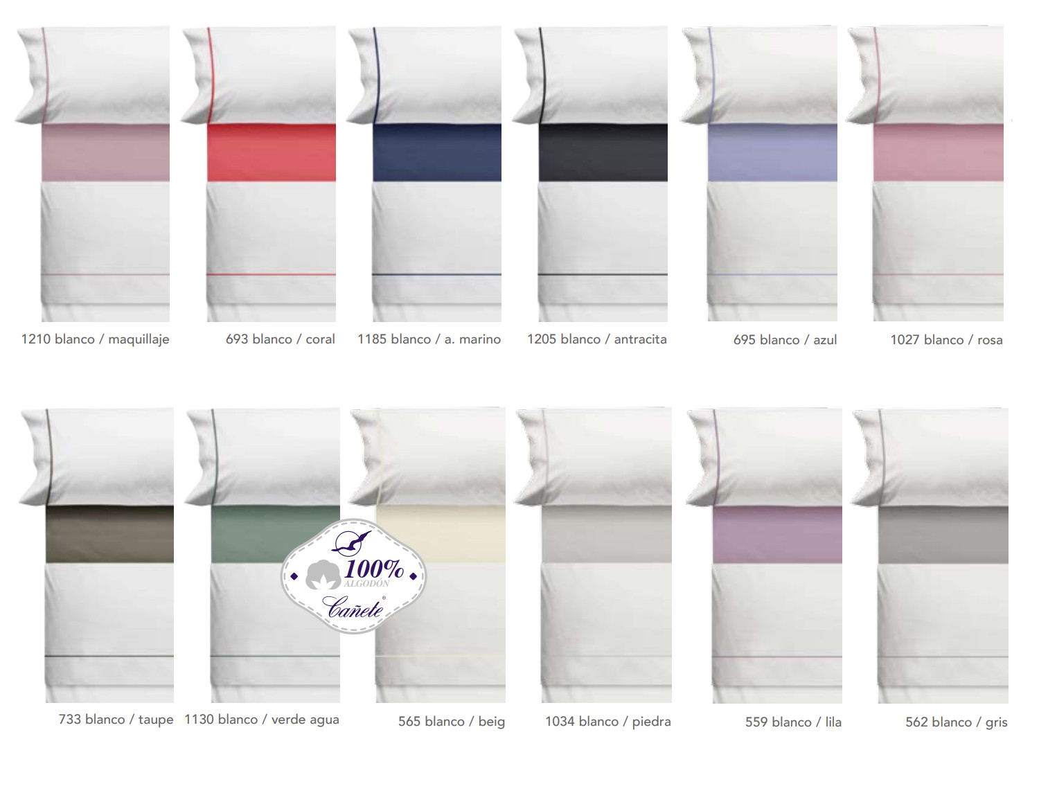 Cañete Juego de cama Lisos Play Basic 100% Algodón con Vivo