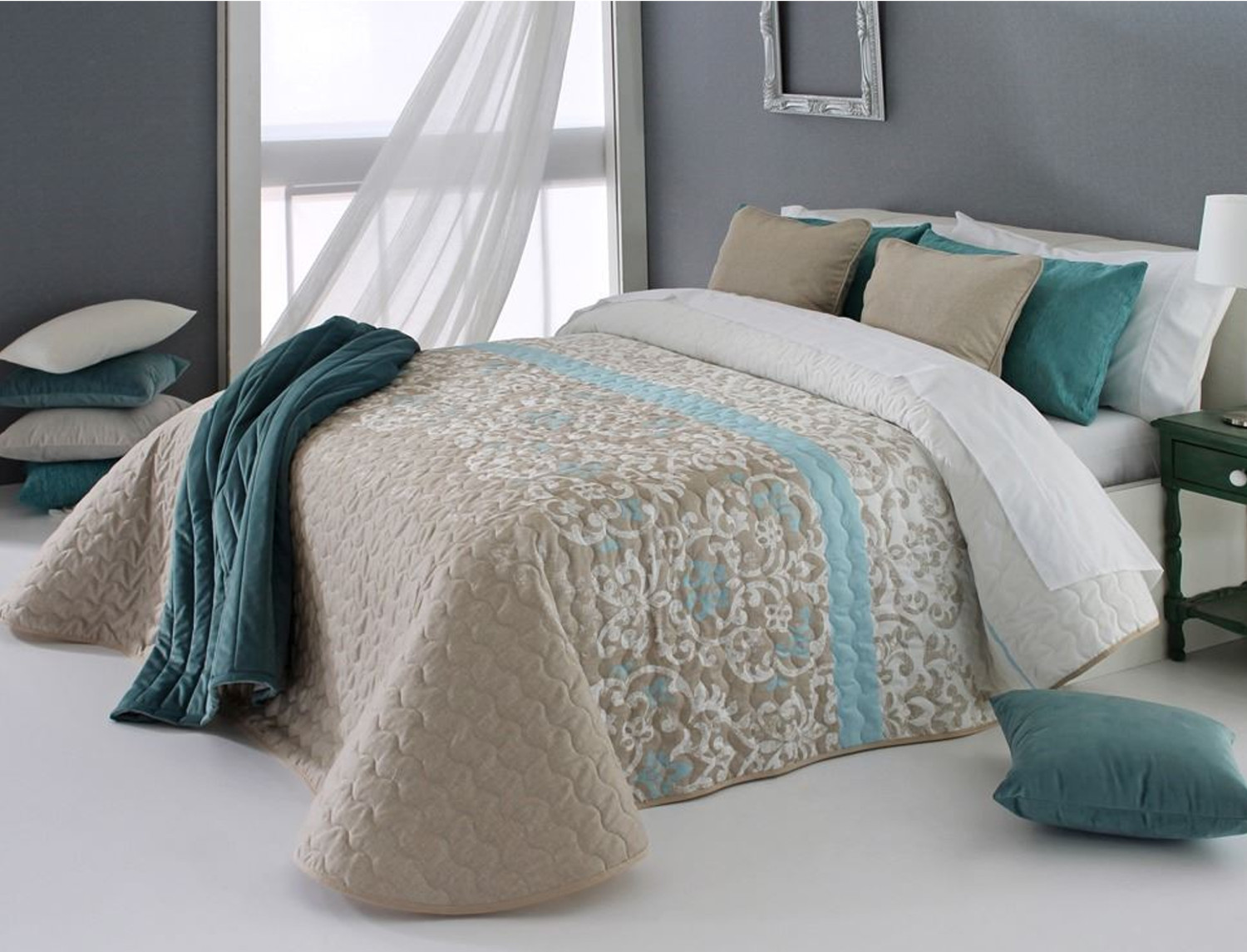 Reig Marti Edredón de acolchado fino Austen color Gris cama 135 Oferta