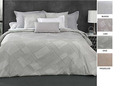 Cañete - Funda nórdica Jacquard Zaran color Blanco, Lino, Maquillaje o Gris