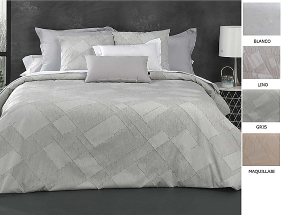 Cañete - Funda nórdica Jacquard Zaran color Blanco, Lino, Maquillaje o Gris