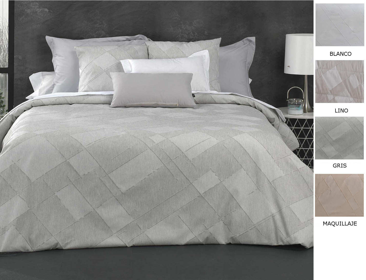 Cañete Funda nórdica Jacquard Zaran color Blanco, Lino, Maquillaje o Gris