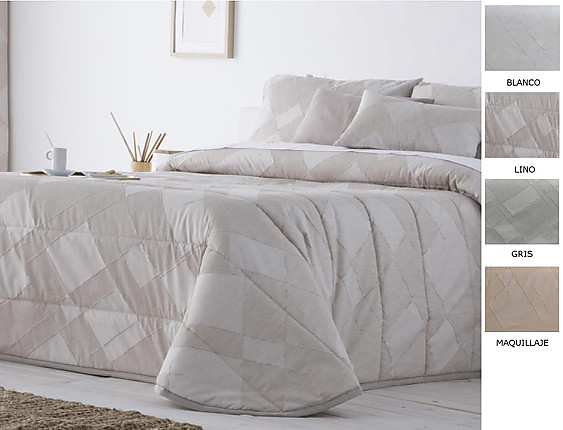 Cañete - Edredón o Conforter Jacquard Zaran color Blanco, Lino, Maquillaje o Gris