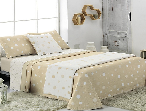 Colcha capa reversible Mole Beige cama - Centro Textil Hogar