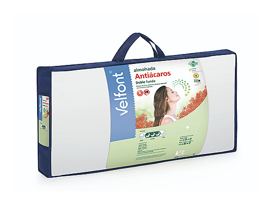 Velfont - Almohada Antiácaros doble funda. Firmeza Media