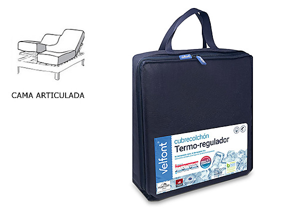 Velfont - Cubrecolchón 100% algodón Termo-regulador cama articulada (gemelos) alto 30cm