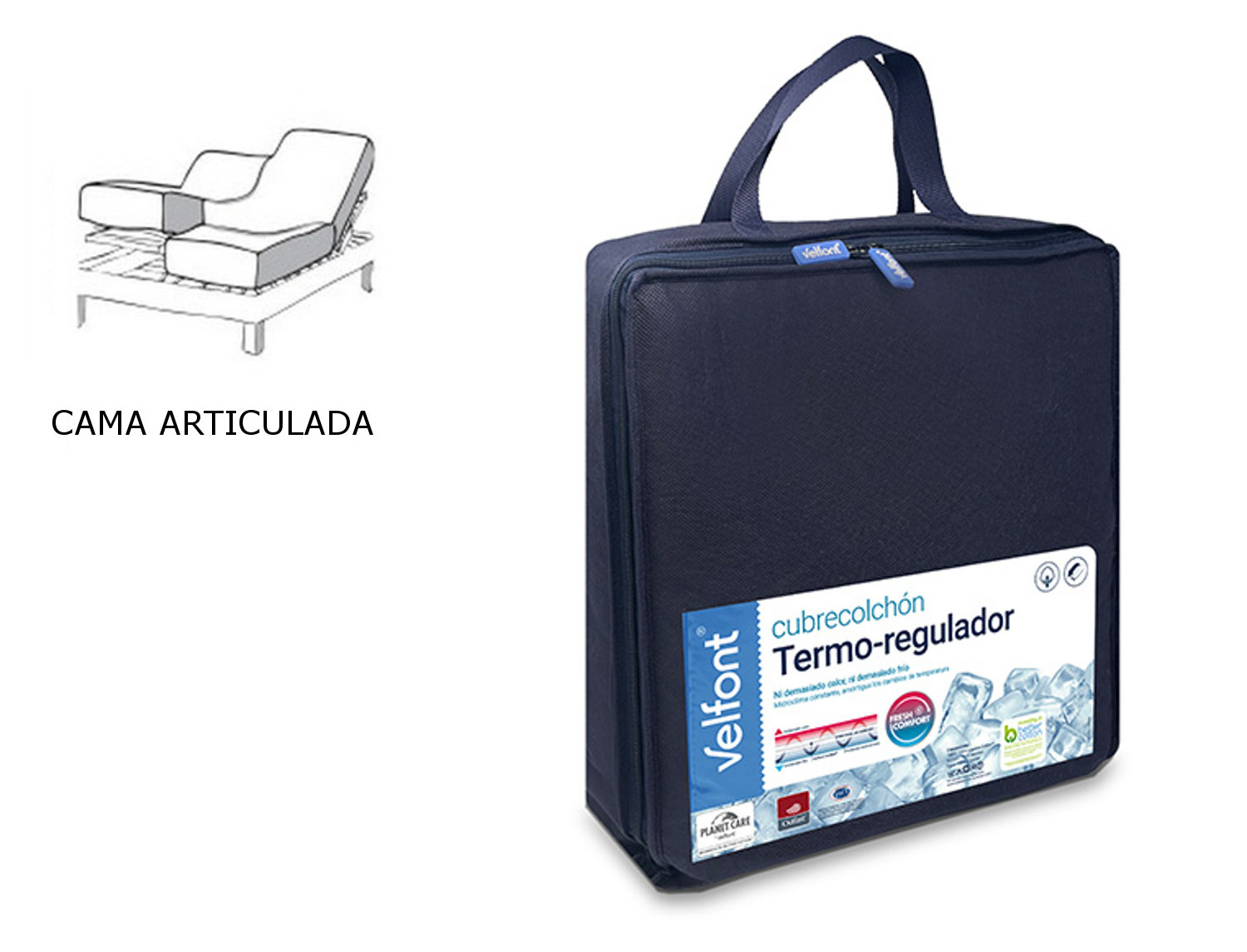 Velfont Cubrecolchón 100% algodón Termo-regulador cama articulada (gemelos)