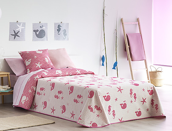 Colcha Reversible Rosa cama 90 - Centro Hogar