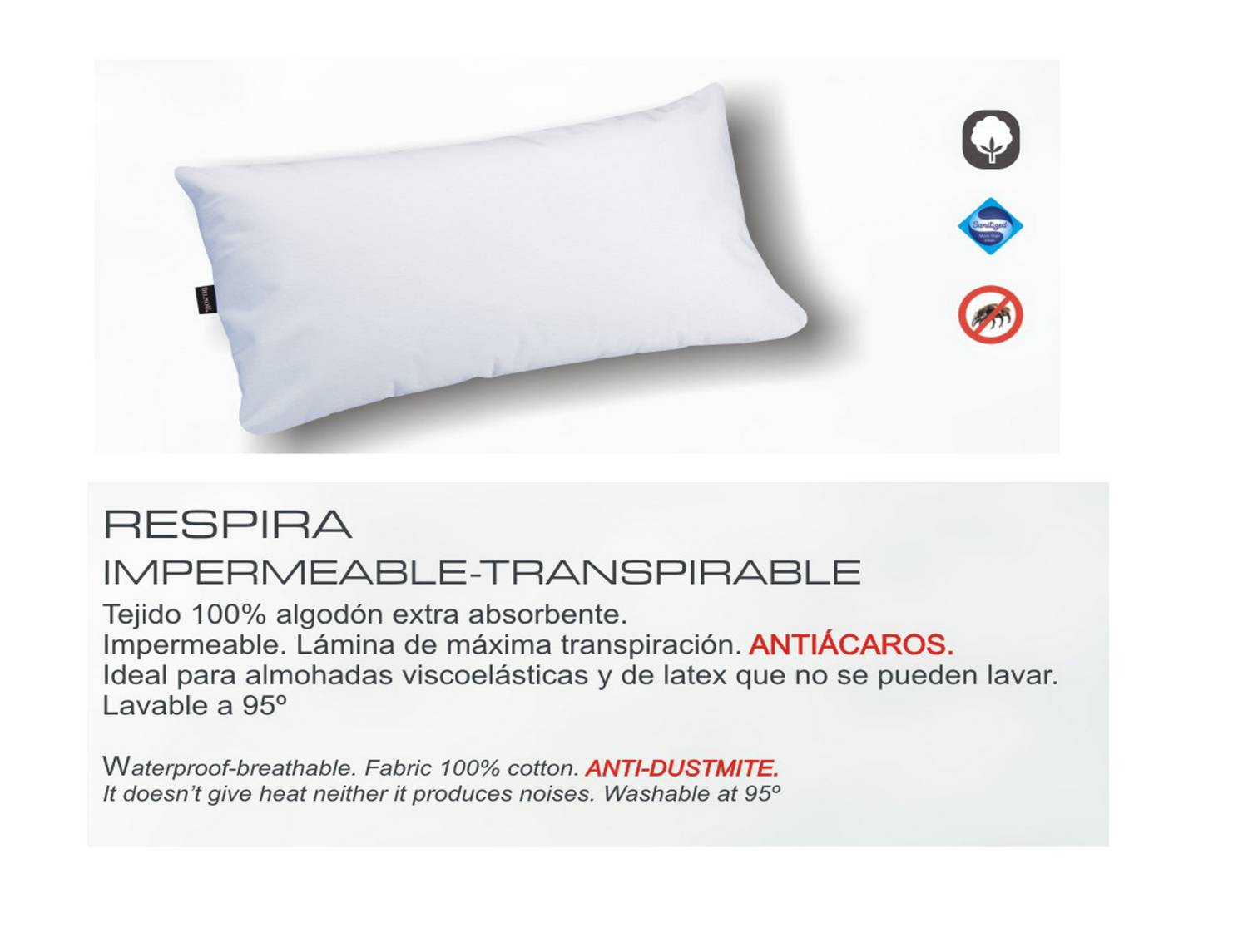 Belnou Funda de almohada impermeable 100% algodón Respira