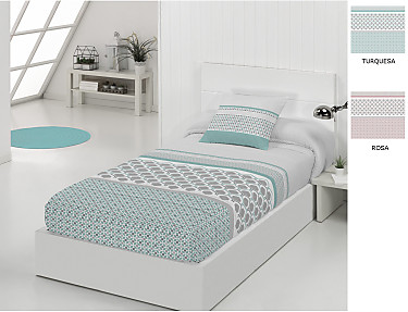 JVR - Edredón ajustable Haití color Rosa o Turquesa