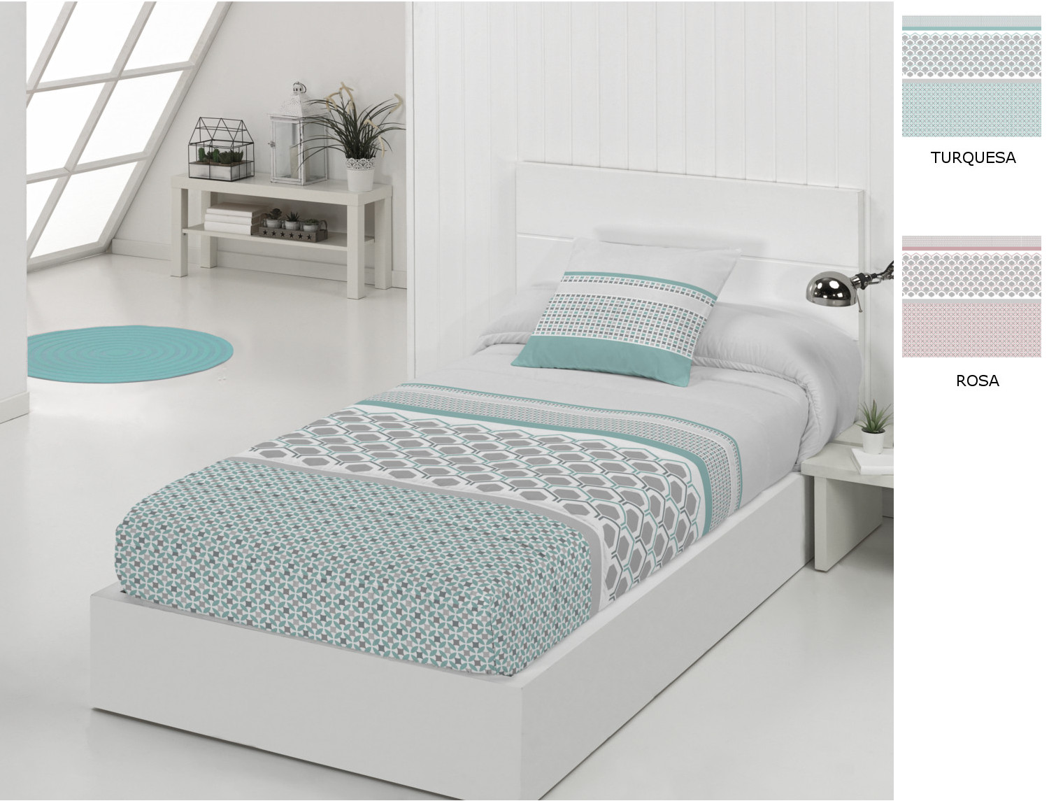 JVR Edredón ajustable Haití color Rosa o Turquesa