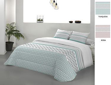 JVR - Edredón Conforter Nórdico Haití color Rosa o Turquesa
