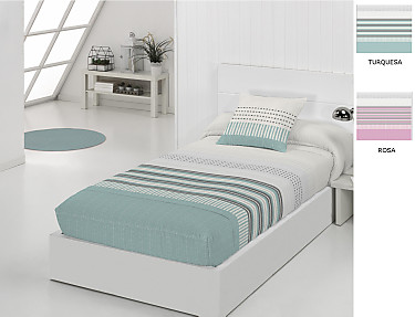 JVR - Edredón ajustable Niza color Rosa o Turquesa