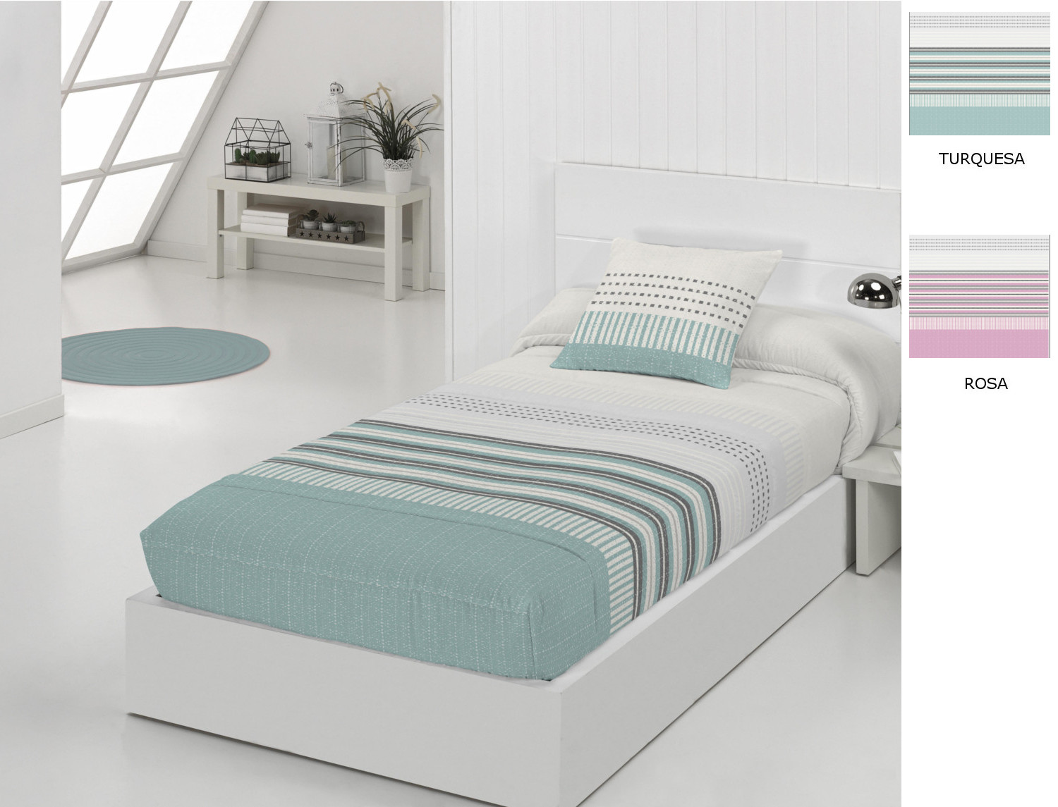 JVR Edredón ajustable Niza color Rosa o Turquesa